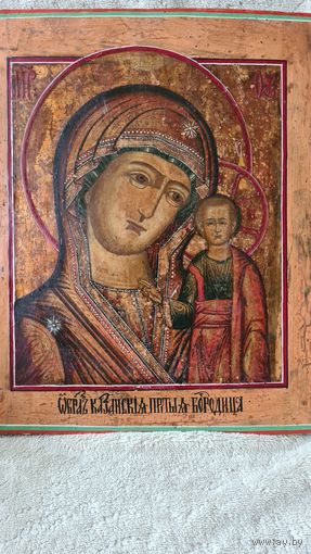 Икона живописная старообрядная Ветка Казанская Богородица  19 век .