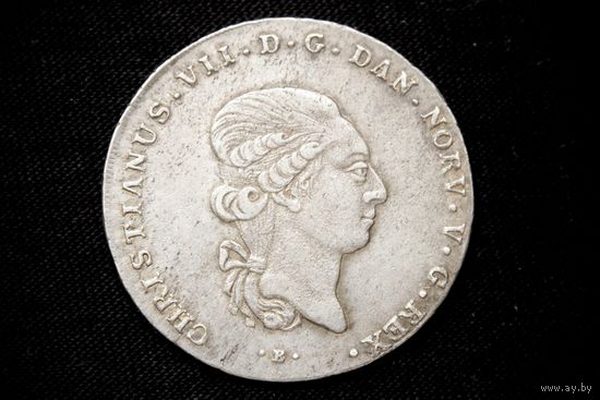 1 спесие далер 1808 г. Шлезвиг-Гольштейн (Дания), Кристиан VII. Кабинетнвя патина, штемпельный блеск, пореже!