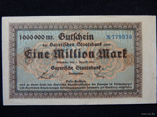 Бавария 1000000 марок 1923 г