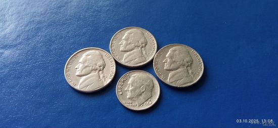 Сборка монет США (Состояние на фото,в лоте 4 монеты)