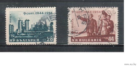 Болгария-1954, (Мих.923-924) , гаш.  , 10-лет освобождения,