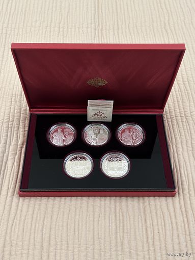 Слуцкие пояса. 20 рублей. Комплект памятных монет  "ТКАЧЕСТВО". "РАДЗИВИЛЛЫ". "КОСТЮМ ШЛЯХТИЧА". "МЕТКИ". "КОЛЛЕКЦИОНИРОВАНИЕ".