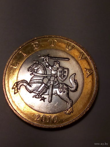 2 лита Литва 2010 год. лот на обмен.