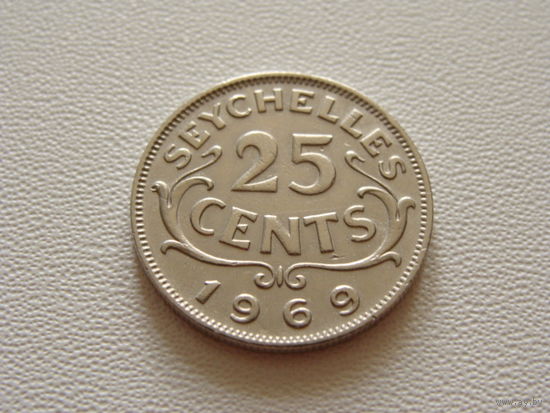 Сейшельские острова. 25 центов 1969 год  KM#11  Тираж: 100.000 шт