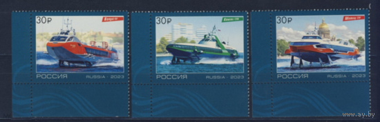 РОССИЯ 2023 3105-3107 флот Суда на подводных крыльях Валдай, Метеор, Комета **