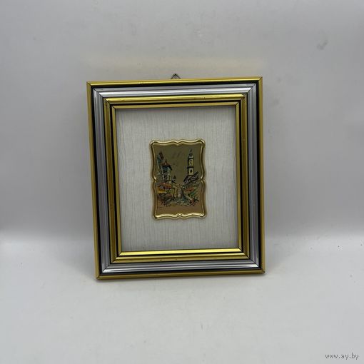 Миниатюрная картина- хромолитография Рыночная площадь. Италия. 3624