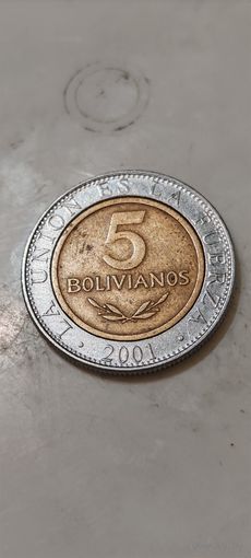 Боливия 5 боливианос 2001