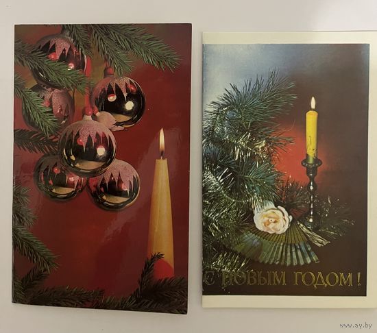 Открытки СССР С Новым Годом двойные