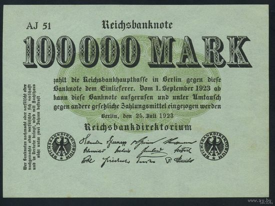 Германия. 100000 Марок 1923 года P91a UNC
