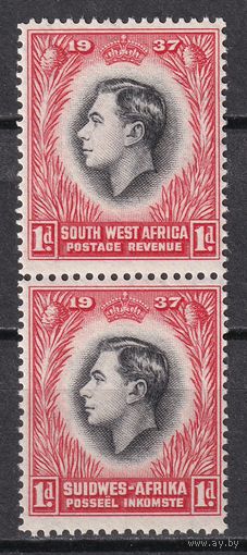 205.BrK. Великобритания. Колонии.  Юго- Западная Африка. Георг VI. Стандарт. 1937 г. 2x1P. Mi.##184/185. MNH.