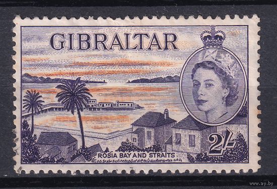 60.BrK. Великобритания. Колонии. Гибралтар. Елизавета II. Местные мотивы. 1953 г. 2 Sh. Mi.#144. (*).