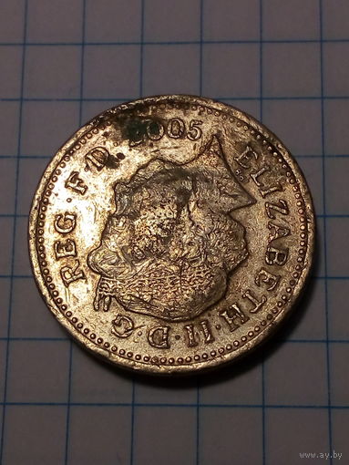 1 фунт Великобритания 2005 год.