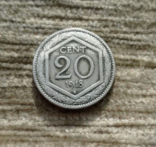 Werty71 Италия 20 чентезимо 1918