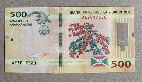 Бурунди 500 франков 2018г