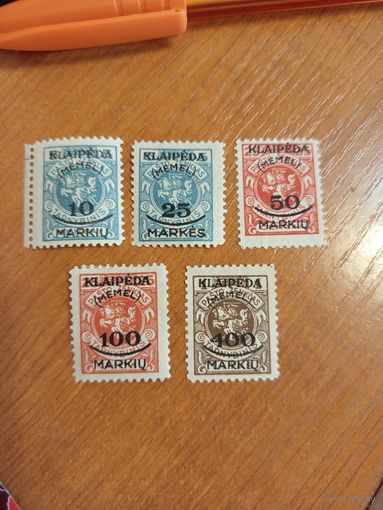1923 Клайпеда Мемель чистая полная серия герб Погоня клей легкие наклейки 2 без клея без дыр (4-10)