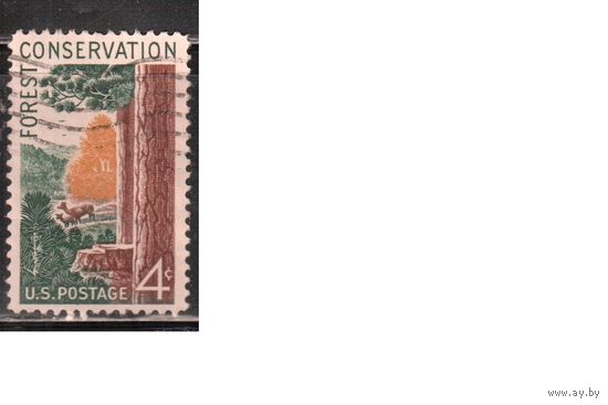 США-1958, (Мих.741), гаш., Лес, Фауна(одиночка)