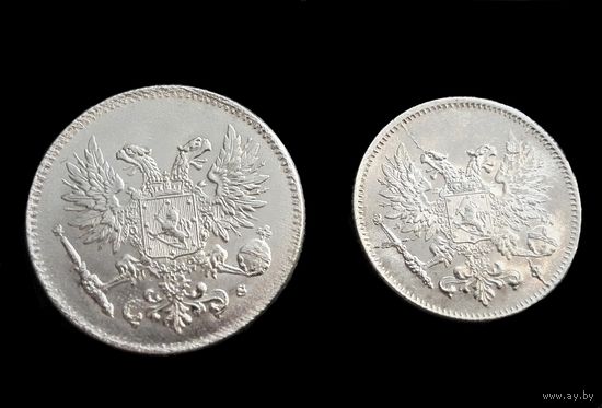 50 И 25 ПЕННИ 1917 ГОДА S (ОРЁЛ БЕЗ КОРОН)  Серебро. Гурт рубчатый. "UNC"