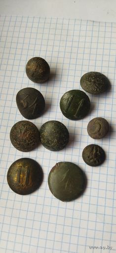 Лот номерных пуговиц 1,  4, 5, 11, 34