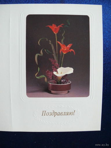 Фото Е. Герасимова, Композиция Г. Новиковой, Художники С. Алексеев, В. Танасевич, Поздравляю! 1992, двойная, чистая.
