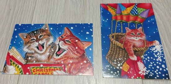 Посткроссинг. Художник Ирина Гармашова, коты (10х15). Подписана. Цена за пару.