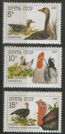Заг. 6158/60. 1990. Домашние птицы. чиСт.