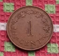 Мальта 1 цент 1972 года, UNC. Мальтийский крест. Георгий Победоносец.