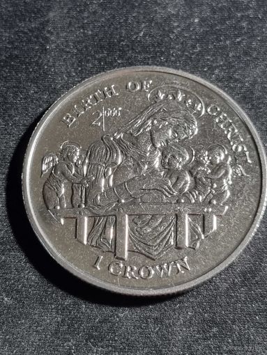 Остров Мэн 1 крона 1997 Unc Рождение Христа