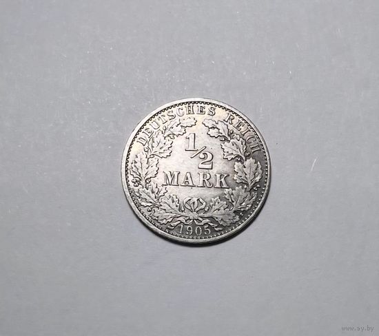 1/2 марки Германской Империи 1905 А года.