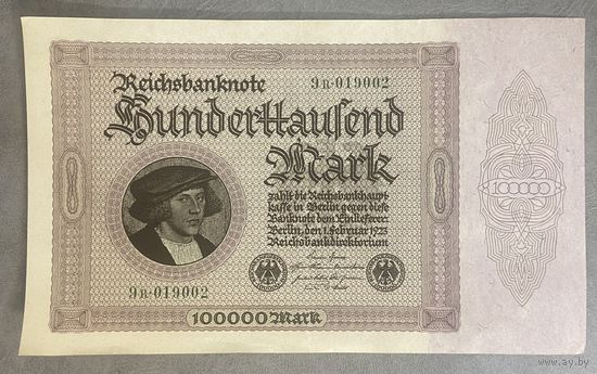 Банкнота 100000 марок 1923 год. Веймарская республика