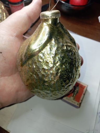 Игрушка на ёлку , Большой Лимон , толстое стекло , винтаж , СССР .
