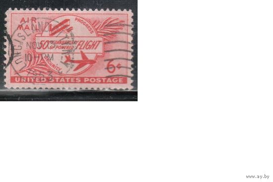 США-1953, (Мих.640), гаш. , Авиапочта, Самолет(одиночка),