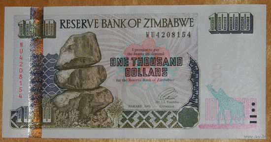 Зимбабве 2003 1000 долларов UNC