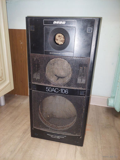 Корпус колонки Вега 50ас-106, с конденсаторами и элементами внутри. Без динамиков. Размер 58х28х28см.