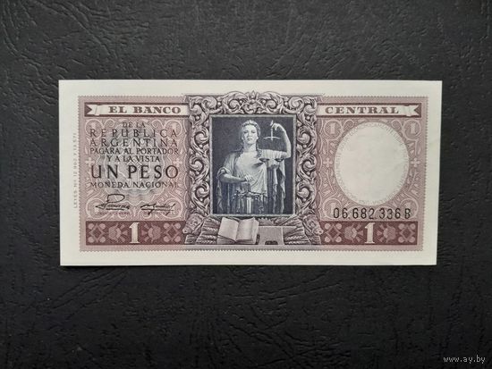1 песо 1952-1955 года. Аргентина. aUNC