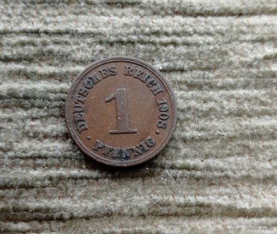 Werty71 Германия 1 пфенниг 1908 D