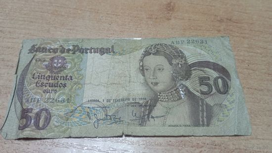 50 эскудо 1980 года Португалии (подклеена)