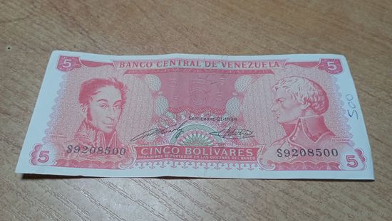 5 боливаров 1989 года Венесуэлы **8500
