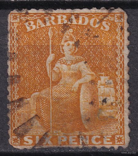 79.BrKCI. Великобритания. Колонии. Барбадос. Стандарт. Виктория. 1876 г. 6P. Mi.#29Ca.