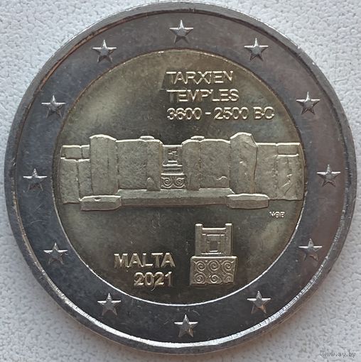 Мальта 2 евро 2021 г. Доисторические места Мальты. Таршиенский храмовый комплекс