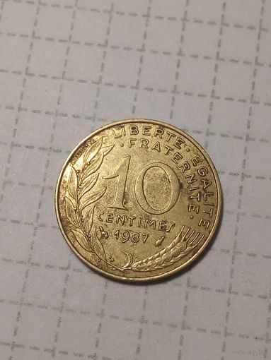 10 сантимов Франция 1987 год