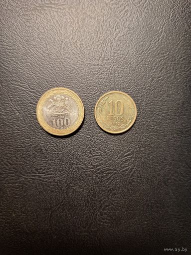 10, 100 песо Чили (2012, 2006) одним лотом