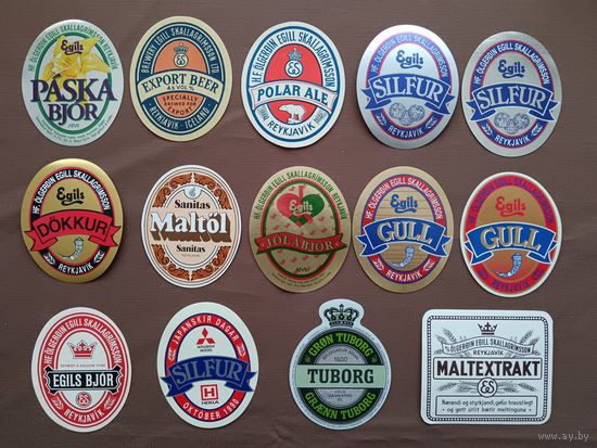 Пивные этикетки из Исландии по 3 рубля, все разные и из прошлого столетия, цена за 1 шт., можно рассчитываться рос. рублями, даже железными, а-12-9 (3939)
