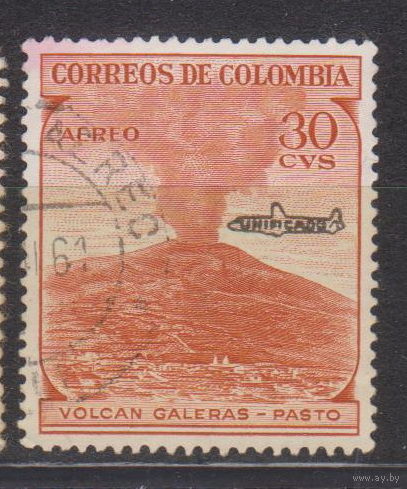 Авиация самолеты горы вулкан Колумбия 1959 год лот 6 с НАДПЕЧАТКОЙ