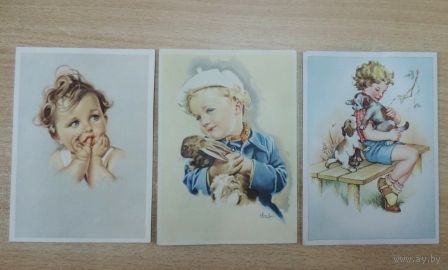 Открытки "Дети" ГДР 50-е годы. 3шт.