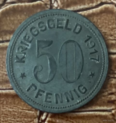 Монета 50 пфеннигов 1917 год. Грефрат. Веймарская республика.