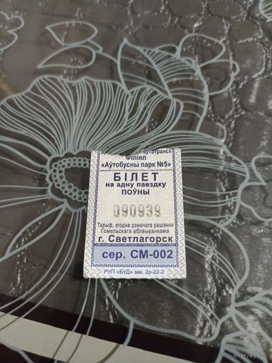 Билет на автобус Светлагорск серия СМ( 2022 год)