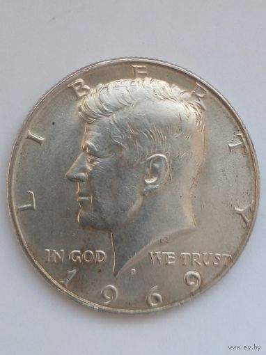 США 1/2 доллара 1969г.D серебро.