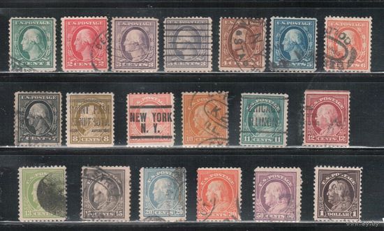 США-1917, (Скотт.498-518), гаш. , Стандарт, Президенты,Вашингтон,Франлин(полная серия)