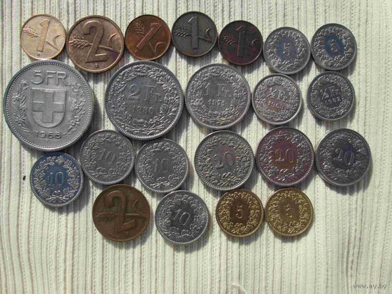 22 монеты Швейцарии