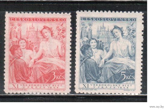 Чехословакия-1948,(Мих.533-534)  **   , Сокол, Съезд, 2 марки